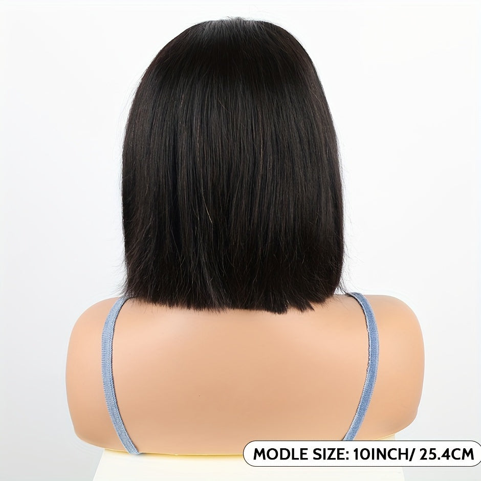 Glue-less Wigs 250% Density Human Hair (Pre Plucked Pre Cut Upgrade 4x4 HD Lace Closure  Straight Bob HD Lace Front Wigs Human Hair for Women)