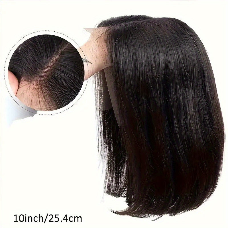 Glue-less Wigs 250% Density Human Hair (Pre Plucked Pre Cut Upgrade 4x4 HD Lace Closure  Straight Bob HD Lace Front Wigs Human Hair for Women)