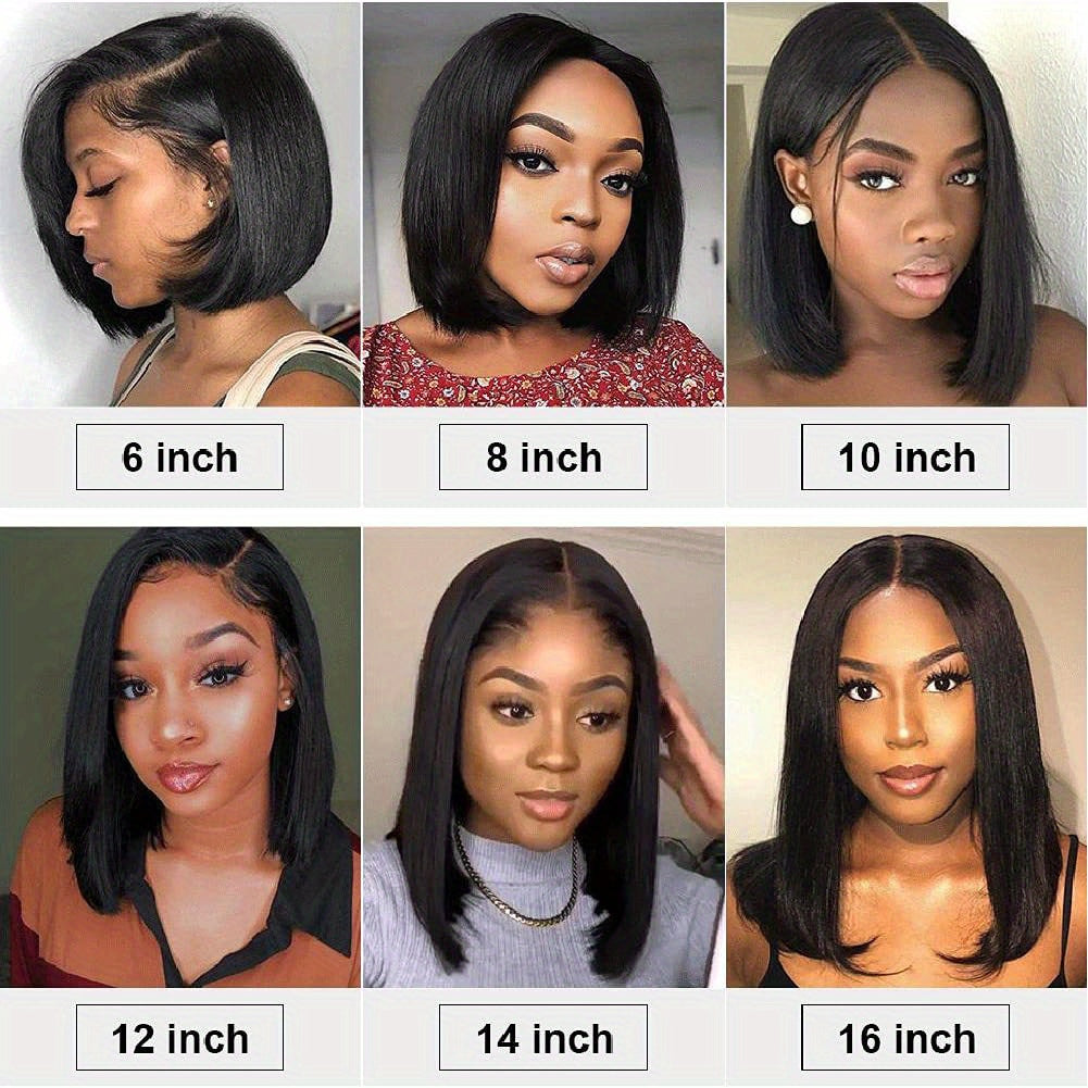 Glue-less Wigs 250% Density Human Hair (Pre Plucked Pre Cut Upgrade 4x4 HD Lace Closure  Straight Bob HD Lace Front Wigs Human Hair for Women)