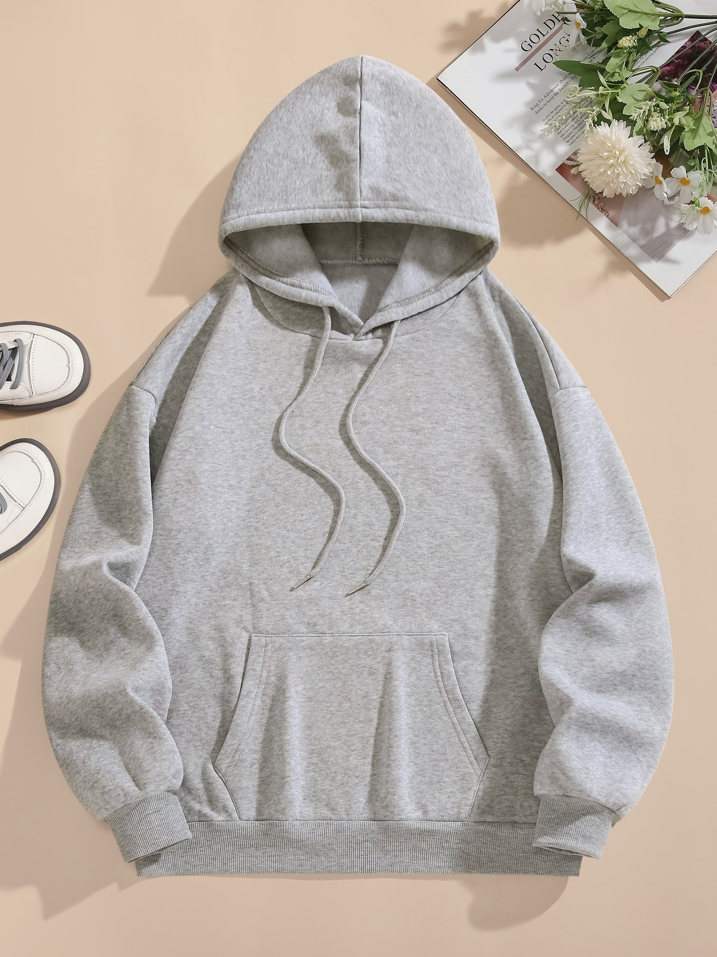 Sneaky Fashion Pocket Hoodie (Casual Long Sleeve Drawstring Hooded Sweatshirt For Fall & Winter, Women's Clothing)