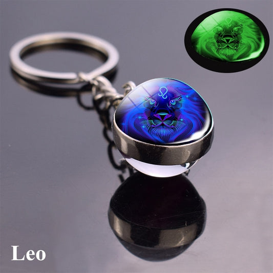 Luminous Zodiac Sign Keychain Glass Ball (12 Constellations)