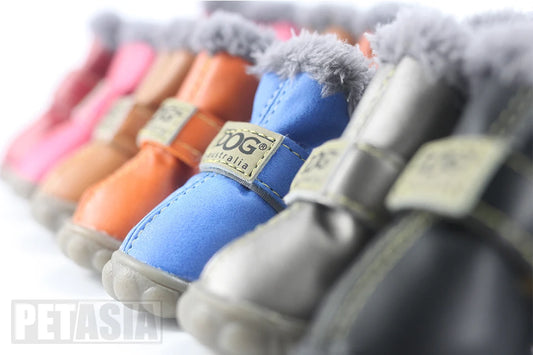 4Pcs/Set Winter Dog Warm Snow Boots (Waterproof Fur Small Dogs Cotton Non Slip XS To Large Dogs)