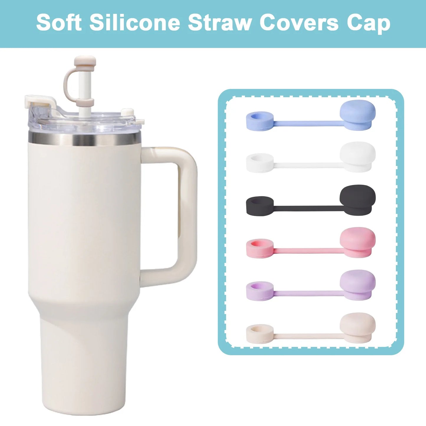 6Pcs Coffee Straw Covers Cap Reusable (Silicone Straw Toppers For Stanley Cup Leak-Proof Dust Proof Straws Cover Tumbler Accessories 2024)