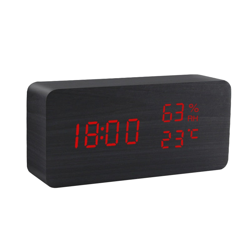 Alarm Clock LED (Wooden Style & Voice Control)