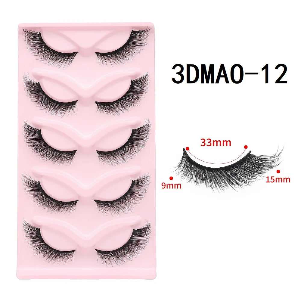 Eyelashes Cat eye  (5 pairs) (3D Natural False Lashes Fluffy Soft Cross 5 pairs Manga Lashes Wispy Natural Eyelash Extension Makeup)