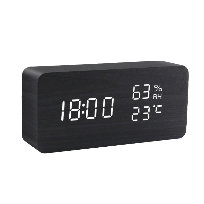 Alarm Clock LED (Wooden Style & Voice Control)