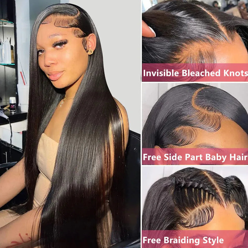 Brazilian Straight Human Hair Wig (Glueless Wigs Human Hair Lace Frontal Wig HD 13X4 Lace Front Wig 4X4  Wig Ready To Wear)