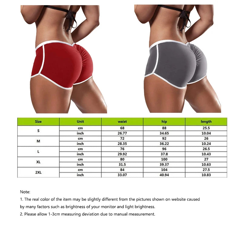 Women Low Waist Sport Shorts (Summer Elasticated Fold Design Shorts Sexy Ladies Training Gym Shorts Mini Skinny Fitness Short)