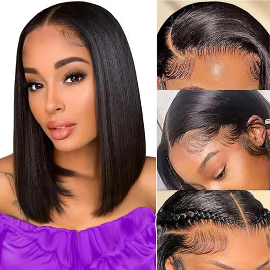 Women Short Bob Wig T Part Side (Bob Wigs Lace Frontal Cuticle Aligned Pre Plucked Brazilian Human Hair for Black Women)