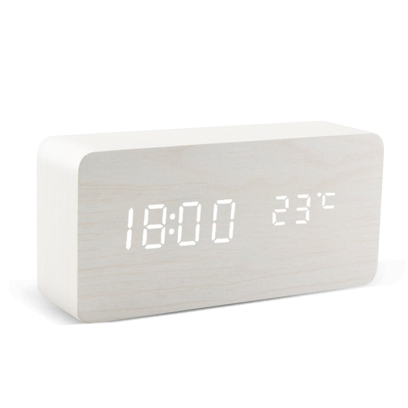 Alarm Clock LED (Wooden Style & Voice Control)