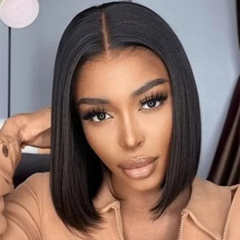 Women Short Bob Wig T Part Side (Bob Wigs Lace Frontal Cuticle Aligned Pre Plucked Brazilian Human Hair for Black Women)