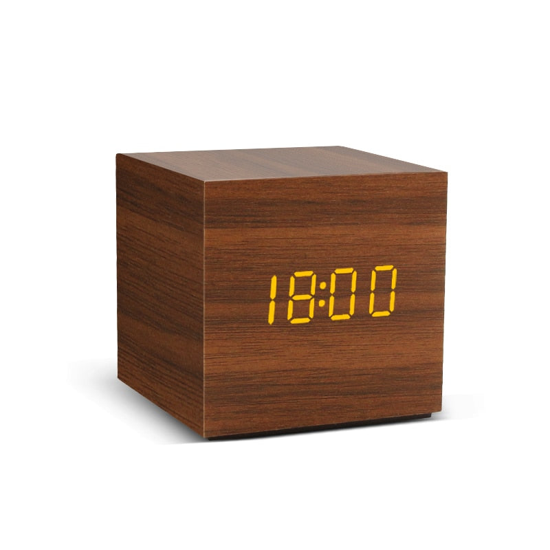 Alarm Clock LED (Wooden Style & Voice Control)