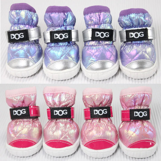 Lollipop Waterproof Winter Dog Shoes  (Small Dogs Warm Fleece Puppy Pet Shoes Dog Snow Boots Chihuahua Yorkie Teddy Shoes)