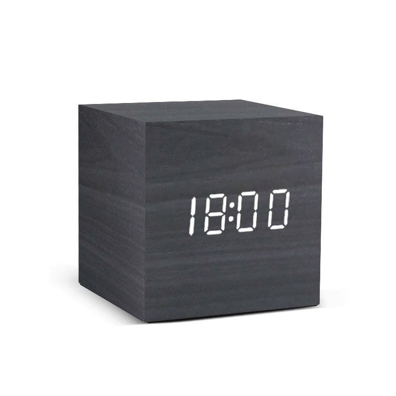 Alarm Clock LED (Wooden Style & Voice Control)