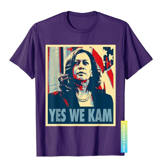 Kamala Harris T Shirts Cotton Tops Tees 3D Style - Yes We Kam T-Shirt Brand High Street