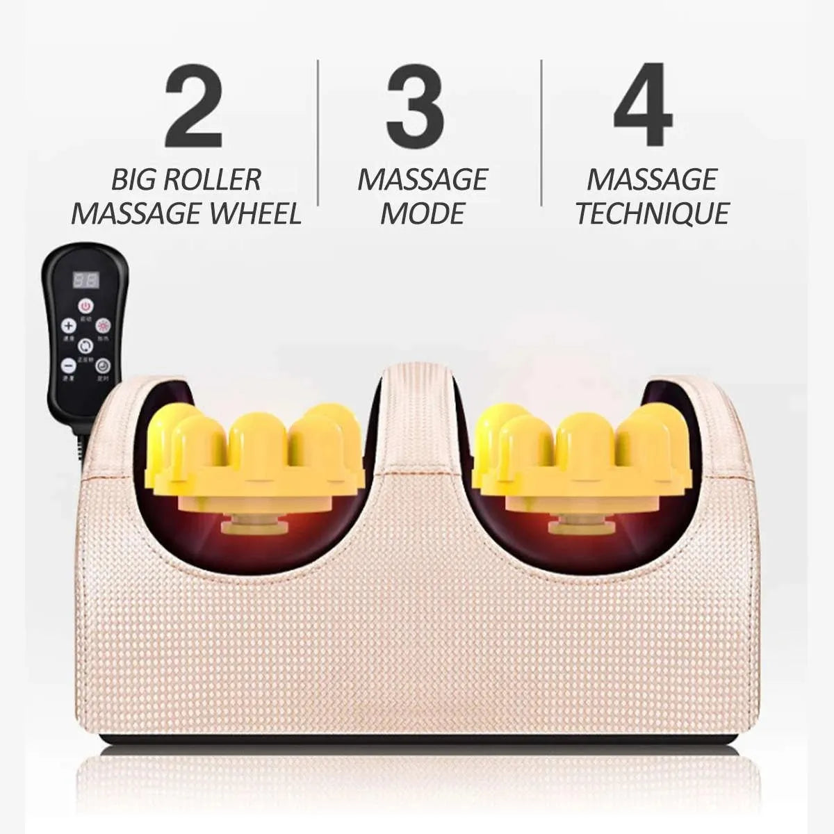 Remote Control Foot Massager Machine (Heating Therapy & Kneading Roller Vibrator)