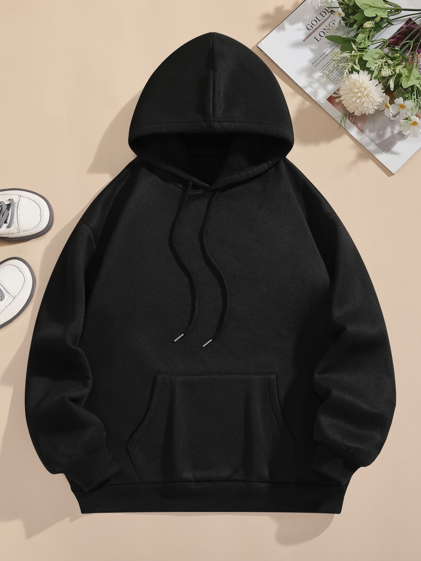 Sneaky Fashion Pocket Hoodie (Casual Long Sleeve Drawstring Hooded Sweatshirt For Fall & Winter, Women's Clothing)