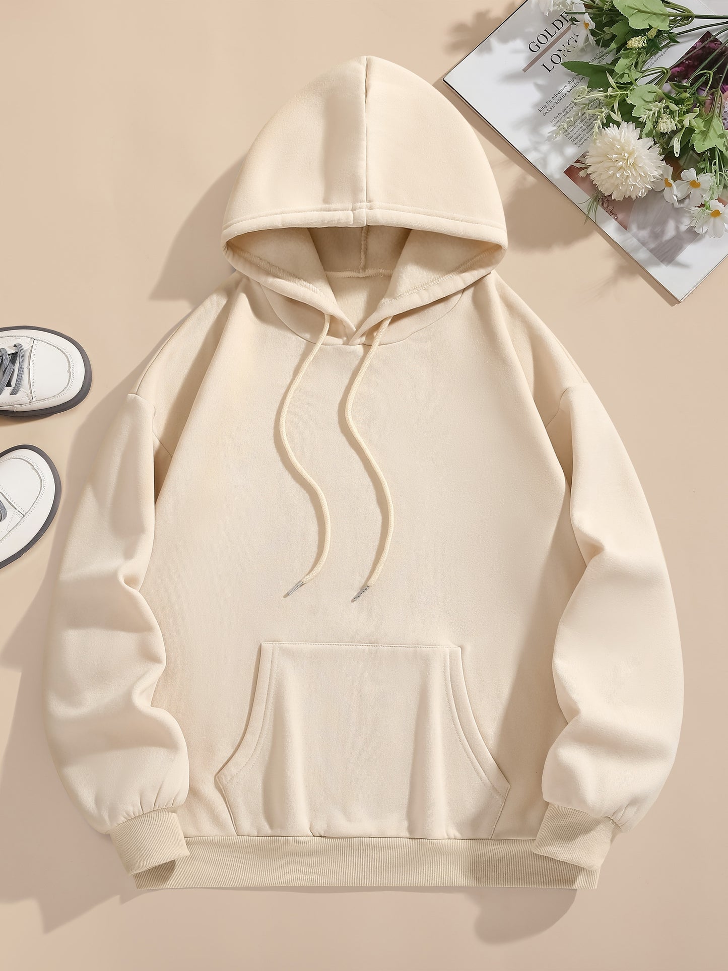 Sneaky Fashion Pocket Hoodie (Casual Long Sleeve Drawstring Hooded Sweatshirt For Fall & Winter, Women's Clothing)